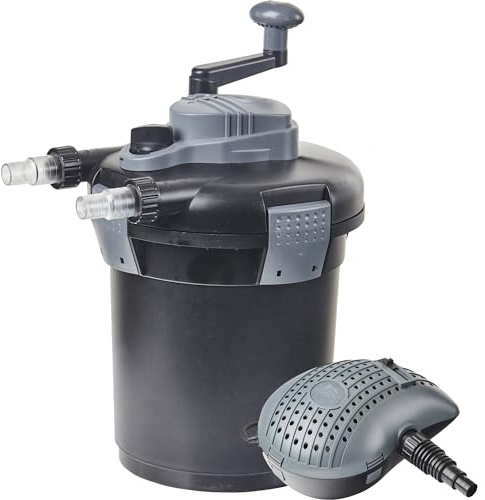 Heissner Druckfilter Set HLF3000-00 inkl. 7 Watt UV-C Teichklärer für Teiche mit 3000 l