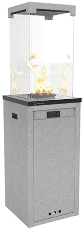 KRATKI Patio Light Tragbare Gasheizung 8,2 kW Betrieb mit Propan G31/30 mbar Effiziente Außenheizung Echte Feuerschale ohne Rauch Einfache Bedienung Schwarz