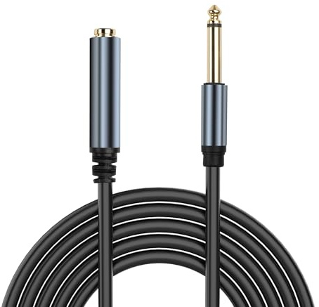 JSADZKJ Instrument Cable 6.35mm Mono Audio Cord Adapter 1/4 Inch TS Male to Female Jack Audio Adapter Cable Gold Plated 6.35mm Mono Jack 1/4 Inch TS Cable for Speaker Amplifier Microphone Mixer 5.9FT