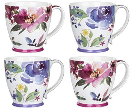 Waterside- Set of 4 Floral Jumbo Cups