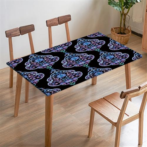 Morbuy Outdoor Rechteckige Drucken Elastische Tischdecke, Rechteckig Tischdecke mit Gummizug Spanntischdecke Gartentischdecke für Picknick Camping (100x100cm,Nationalstil 1)