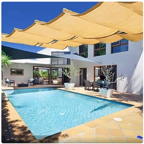 Geovne Sonnensegel für Seilspanntechnik,Wave Shade Sail Markise,Atmungsaktiver Schatten Stoff,UV-beständiger Ersatzüberdachung,Beigefarbene Schatten Segel,für Patio Pergola (1.3x15m/4.2x49ft)