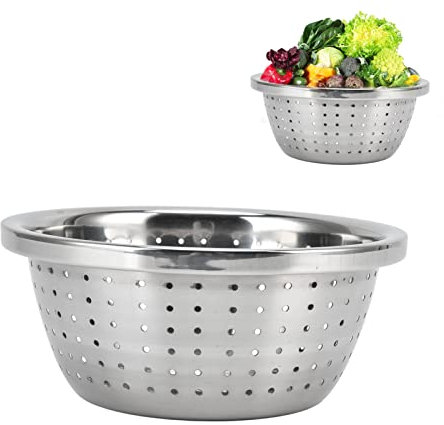 Passoire en acier inoxydable, passoire en métal micro-perforée et sur pieds, panier de lavage de légumes, passoire multifonction en acier inoxydable antirouille pour la cuisine et (18 cm)