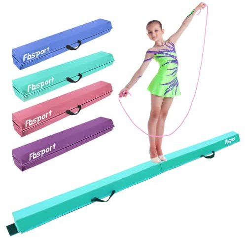 FBSPORT Gymnastics Beam 240cm 8ft PU Leather, Folding Balance Beam Gymnastics Equipment for Home Girls Kids Adults Training, with Carry Handles Anti-Slip Base