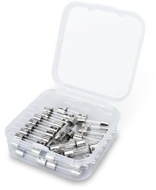 Innfeeltech 25pcs fusibili in vetro a soffiaggio lento 5 * 20mm 250V 7A Slow Tube Fuse Assortment Kit