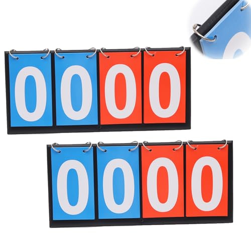 Yuelulala 2pcs 4-Digital Portable Table Top Scoreboard Flipper for Soccer, Ping Pong, Baseball, Basketball, Volleyball, and More Indoor Outdoor (A2-2)