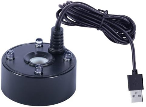 Tskcvy Mist Maker, USB Port 4 Color LED Lights Mini Mister Fog Machine, Indoor Fountain Garden Pond Water Fogger Atomizer Black