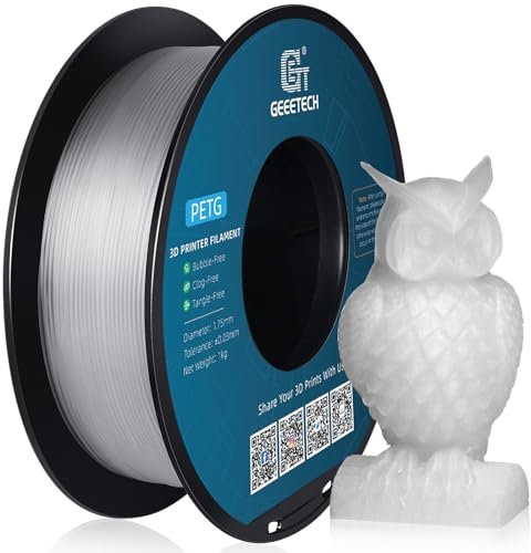 LAPOOH PETG-Filament für 3D-Drucker, 1,75 mm, Maßgenauigkeit ±0,03 mm, 3D-Druckmaterial, Spule für die meisten FDM-3D-Drucker, 1 kg (2,2 lbs) – transparent