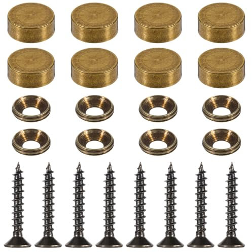 Mabor 8 Stück Messing Schrauben mit Abdeckkappe Dekorative Selbstschneidende Zierkappen Schrauben Spiegelschrauben für Möbelschränke Schränke Türen und Fenster Spiegel(12mm)