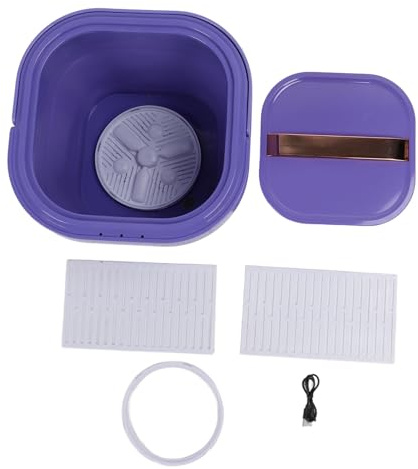 8.5L Portable Washing Machine, Rechargeable Foldable Washer with Spin Dryer,Mini Washing Machine for Underwear,Small Delicates,Suitable for RV, Travel, Hotels, Camping (Violet)