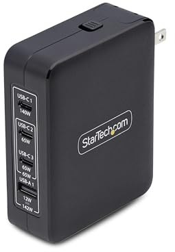 StarTech 140W GaN USB-C Wall Charger | PD 3.1 International GaN Power Adapter for MacBook/Dell XPS/Inspiron, 3x USB-C/1x USB-A, 3114GCU-WALL-CHARGER