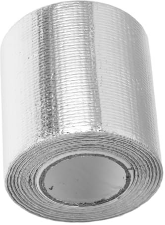 TOPPERFUN Hochtemperaturbeständiges Hitzeisolierband Mit Selbstklebendem Aluminiumbeschichtung Flexibel Und Leicht Geeignet Für Kfz-auslässe Und Heizungsrohre Silberrolle Mit Edelstahlkabelb