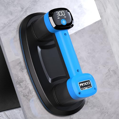 Procci Ventouse à Batterie pour Carreaux, Verre, Marbre – 2 Moteurs, 300 KG de Succion, Écran LCD, Batterie 4500 mAh, 26 cm – Pour Surfaces Lisses et Légèrement Texturées, Autonomie Jusqu’à 12h