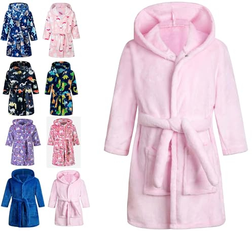 Lodunsyr Albornoces Niña Niño Pijamas y Batas Infantil Textiles de Baño Muchacha Albornoz con Capucha Batas Regalos Suave Ropa de Dormir 2-9 Años