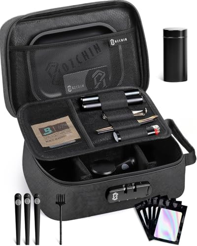 OZCHIN Large Smell Proof Bag with Accessories Stash Box with Carbon Lined | Smell Proof Container 3 Tube, Rolling Tray, Storage containers, 5 Smell Proof Baggies & Lock