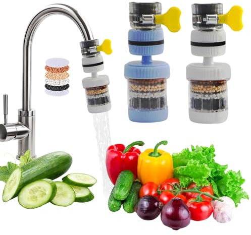 HMIEPRS 2 Stück Wasserhahn-montagefilter, 360°Drehbarer Wasserfilter für Wasserhähne, Aktivkohle Wasserfilter Wasserhahn Filter für Badezimmer Küche Toilette Dusche Hartes Wasser Filtration