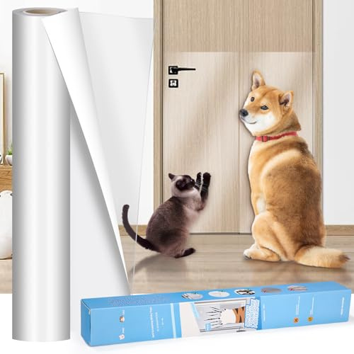 Zaxiva Protezione Divano Graffi Gatto, 43X800CM Protezione antigraffio per gatt, Autoadesive Trasparente Antigraffio Gatto Divano, Nastro Adesivo Antigraffi per Cani, PVC Anti-Graffio Protector