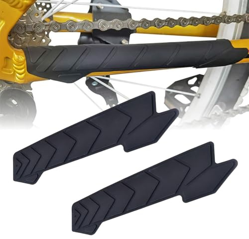 AUCANNIO 2PCS Bike Chainstay Protector, Mountain Bike Chain Guard, Bike Chain Rub Protector Silicone Stickers, Sticky Well, Durable, Lightweight, Against Scratches and Damage Fits Most Bikes