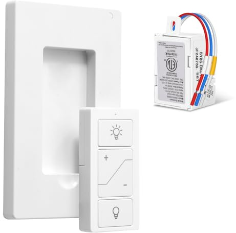 Wireless Dimmer Switch, Remote Light Switch and Receiver kit, Work with Alexa Voice Control, Smart Wall Switch Lighting Fixture for Dimmable LED/CFL INC/HAL Bulb of Ceiling Pendant Lamps, ETL Listed