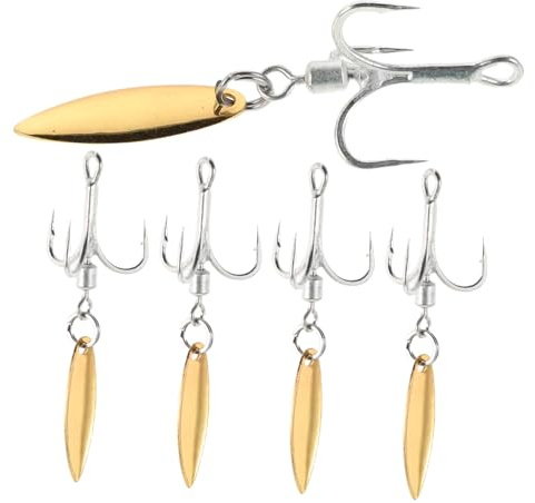 ADOCARN Anzuelos Triples de Pesca Cucharillas Giratorias 360° Metal Mate, Resistencia Alta, Paquete 5 Unidades, para Señuelos de Agua Dulce en Pesca Deportiva
