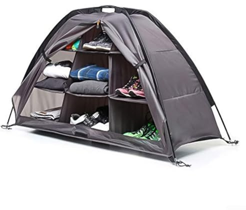 Honseadek Aufbewahrungsorganisator für Camping mit 9 Fächern, faltbar, Oxford-Stoff, Wohnmobil, Zelt, Kleidung, Kommode mit Bodenriemen für Schuhe, Aufbewahrung