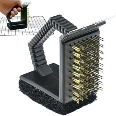 Cepillo de limpieza para parrilla,Limpieza de barbacoa Horno parrilla de cocina | Rascador de alambre de cobre ángulo recto para barbacoa carbón horno de viaje picnic camping ahumadero