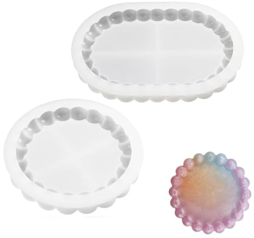 WUSJCOF 2 plateaux de moulage en silicone, sous-verres, moules de coulée pour résine époxy et béton, loisirs créatifs Projets, Bougeoirs, Décoration d'intérieur