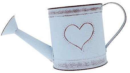 VINTORKY Regadera Vintage de Hierro para Jardín y Decoración Interior y Exterior, Maceta Metálica Diseño Rústico Corazón y Líneas Redondas, Regadera Decorativa Estilo Europeo, Uso