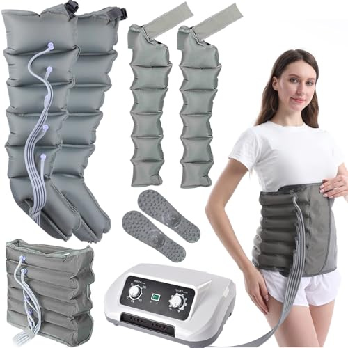 Miuxe Apparecchio Pressoterapia per Casa per Gambe E Addome, Macchinario Pressoterapia Linfodrenaggio Glutei Gambe Addome Professionale, 4 6 8 Camere d'Aria, Macchina Drenante Gambe