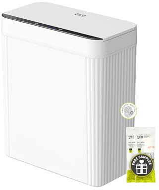 EKO Brio 10L/2.6 Gallon Motion Sensor Trash Can, Automatic Touchless Bathroom Garbage Bin, Waterproof Smart Trash Can for Kitchen, Bedroom, and Office, White