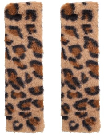 2pcs Cheetah Print Seat Belt Cover Pads, Cute Plush Car Seat Straps Shoulder Cushions Fluffy Soft Leopard Print Seatbelt Protectors Car Accessories for All Cars & Backpack Comfortable Use