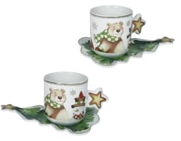 BRANDANI Racconti Tazzina caffè con Piattino Natalizia Set 2 Pezzi Porcellana
