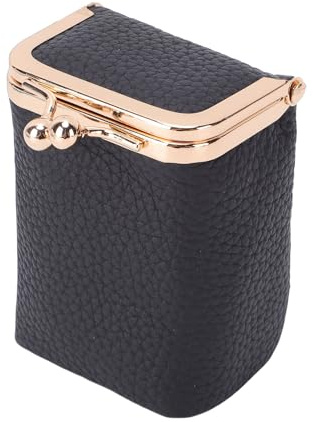 BRRNOO Étui à Rouge à Lèvres avec Miroir en Cuir Mini Pochette Cosmétique de Voyage Vintage pour Femmes Filles Organisateur de Rangement de Bijoux Noir 3,54 X 2,56 X 1,97 Pouces (Black)