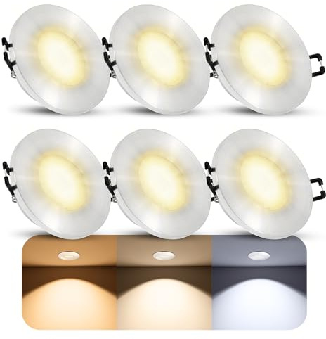 SSC-LUXon BEDA Bad Einbauspot rund Alu dimmbar IP65 4W warmweiß flach | Dimmbarer Bad-Deckenspot rund silber gebürstet warmweiß - stufenlos dimmbar, wasserdicht IP65, inkl. LED-Modul, nur 30mm tief