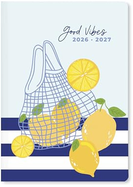 Letts of London Citrus A5 Academic 2026/2027 dag till en sida med mötesdagbok - Good Vibes 27-031977