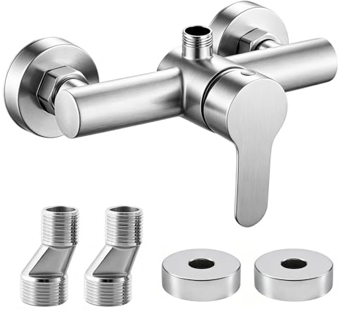 Duscharmatur Einhebelmischer, 304 Edelstahl Badewannenarmatur Wandmontage Mischbatterie Dusche Aufputz Duschbatterie G ½ Wasserauslass Nach Oben ist für Duschsystem Geeignet