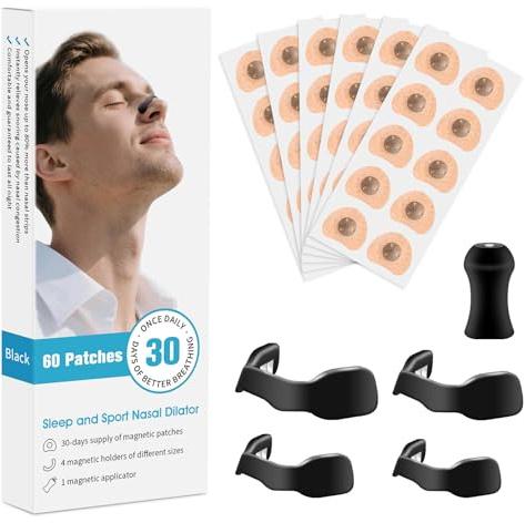 Bande Nasale Magnétique, Anti Ronflement Aimant,60 Pièces, Noir