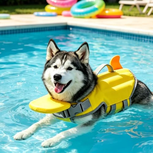 Giubbotto Salvagente Per Cani, Mento Galleggiante Salvagente Gilet, Regolab | Giacca Di Salvataggio Per Cani, Gilet Galleggiante Sicurezza Con Maniglia, Riflettente, Per Nuoto, Piscina, Spiaggia, Barca