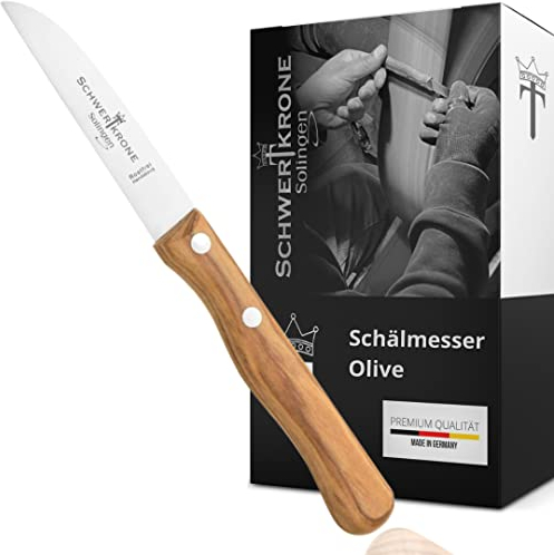 Schwertkrone® Gemüsemesser Premium [MADE IN SOLINGEN - GERMANY] - Schälmesser Obstmesser - Küchenmesser klein scharf - Schneidemesser Kartoffelschälmesser - Allzweckmesser (Klinge: 3 | 7,5cm)