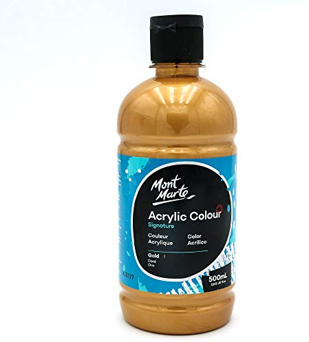 Mont Marte Pintura Acrilica Oro – 500ml – Ideal para Pintura Acrilica – Brillante y resistente a la luz con gran opacidad