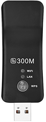 Mini 300M USB Repetidor inalámbrico Amplificador de señal AP WiFi Smart TV Adaptador de red Convierta la señal inalámbrica a Ethernet con un puerto RJ45, soporte WEP, WPA/WPS2, encriptación WPA-PSK