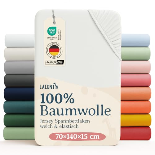 Laleni Jersey Spannbettlaken, 70x140cm, für Baby Beistellbett & Stubenwagen, 100% Baumwolle, Oeko-TEX Zertifiziert, Ivory