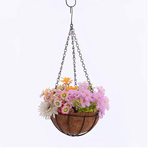 Metall-Hänge-Pflanzkorb für drinnen und draußen, 25,4 cm, runder Draht-Halter mit Kette zum Aufhängen, Blumentöpfe, Dekoration für Haus, Zaun, Veranda, Terrasse, Deck
