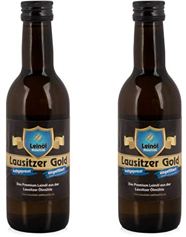 2 x Lausitzer Leinöl - Lausitzer Gold (kaltgepresstes ungefiltertes Premium Leinöl), 2x 250ml