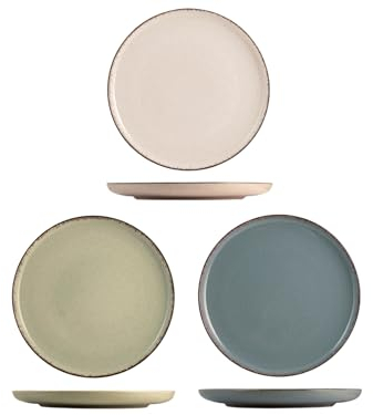 H&H HH Pearl - Juego de 4 platos llanos, porcelana, surtidos, 27 cm, 843396