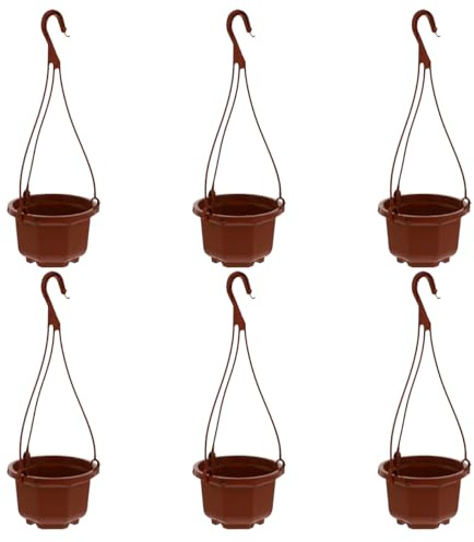Happyyami 6pcs Hanging Plastic Planters Hanging Plant Pots Plant Hanger Holders with Chain Basket for Indoor Plants Flowers
