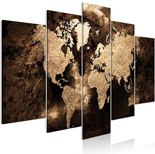 murando Acoustic Canvas Wall Art World map picture with acoustic foam sound absorption print image Artwork 5 pcs room acoustics soundproofing World Map Continent