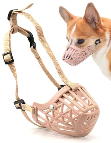 Maulkorb für Hunde, atmungsaktiv, Gummi, weicher Korb, Maulkörbe für Hund, um Beißen, Anti-Bellen, Kauen und Lecken zu verhindern, ermöglicht Trinken, mittelgroße, große Welpen (M)