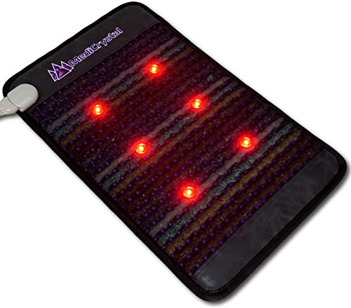 MediCrystal Infrarot Edelsteinmatte - 7 natürliche Kristalle - 30-70°C (30.0-70.0 °C) FIR NIR MIR Heizung - PEMF + Q-Magnete + Rotlichttherapie - Schwarz 220-240V (Mini Mat 50x80cm (50.8 cm W x 81.3