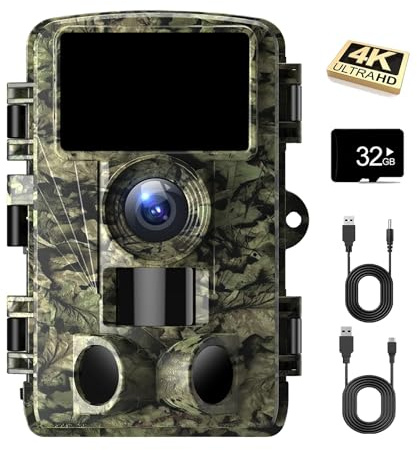 Trail Camera - 4K 48MP Game Camera with Night Vision, 0.05s Trigger Motion Activated Hunting Camera, IP66 Waterproof, 130°Wide-Angle with 46pcs No Glow Infrared Leds for Outdoor Wildlife Monitoring.